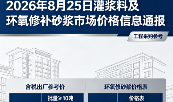 双河2026年8月25日灌浆料及环氧修补砂浆市场价格信息通报